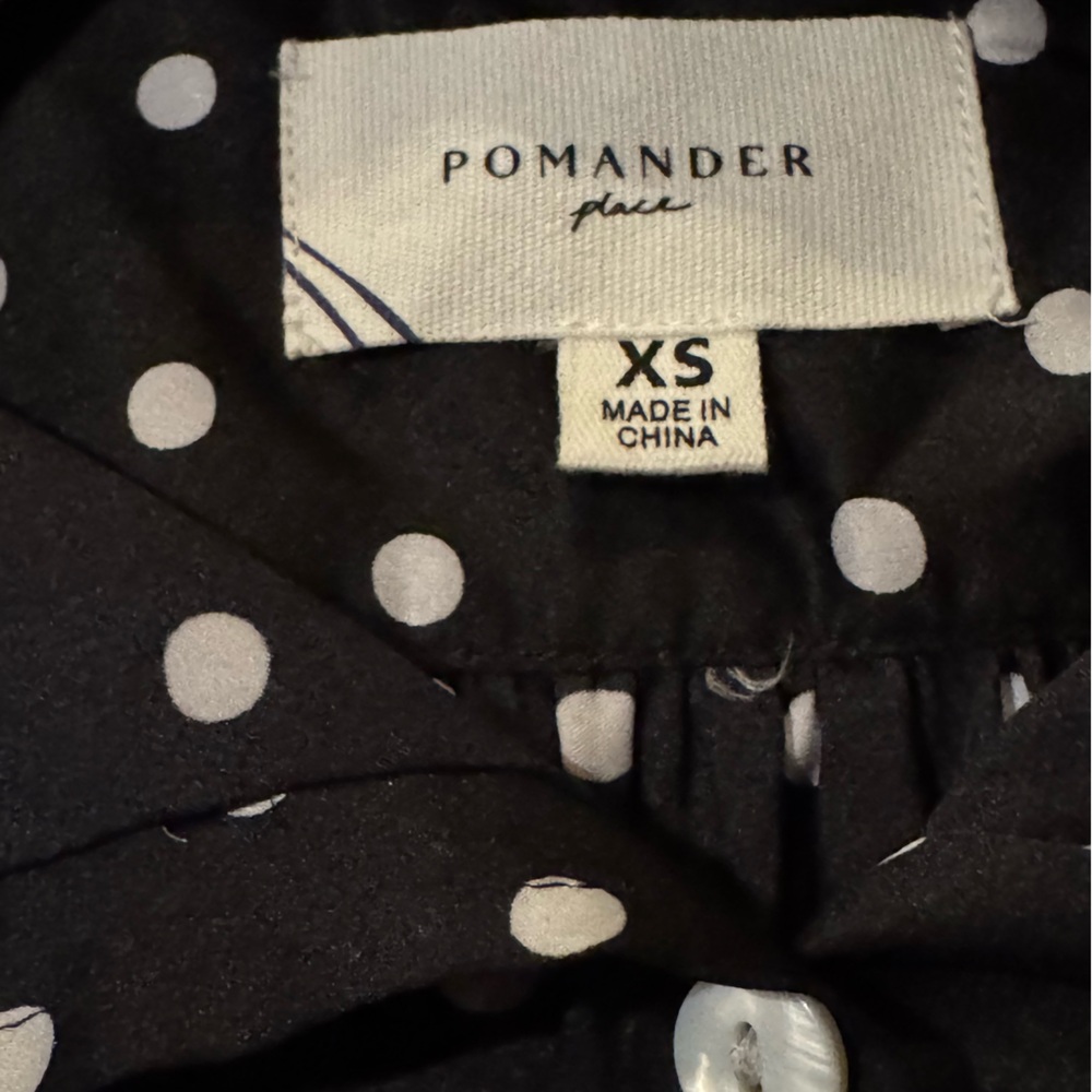 Pomander Tuckernuck Black & White Polka Dot Women's Blouse Top Size XS NWOT - Picture 3 of 6